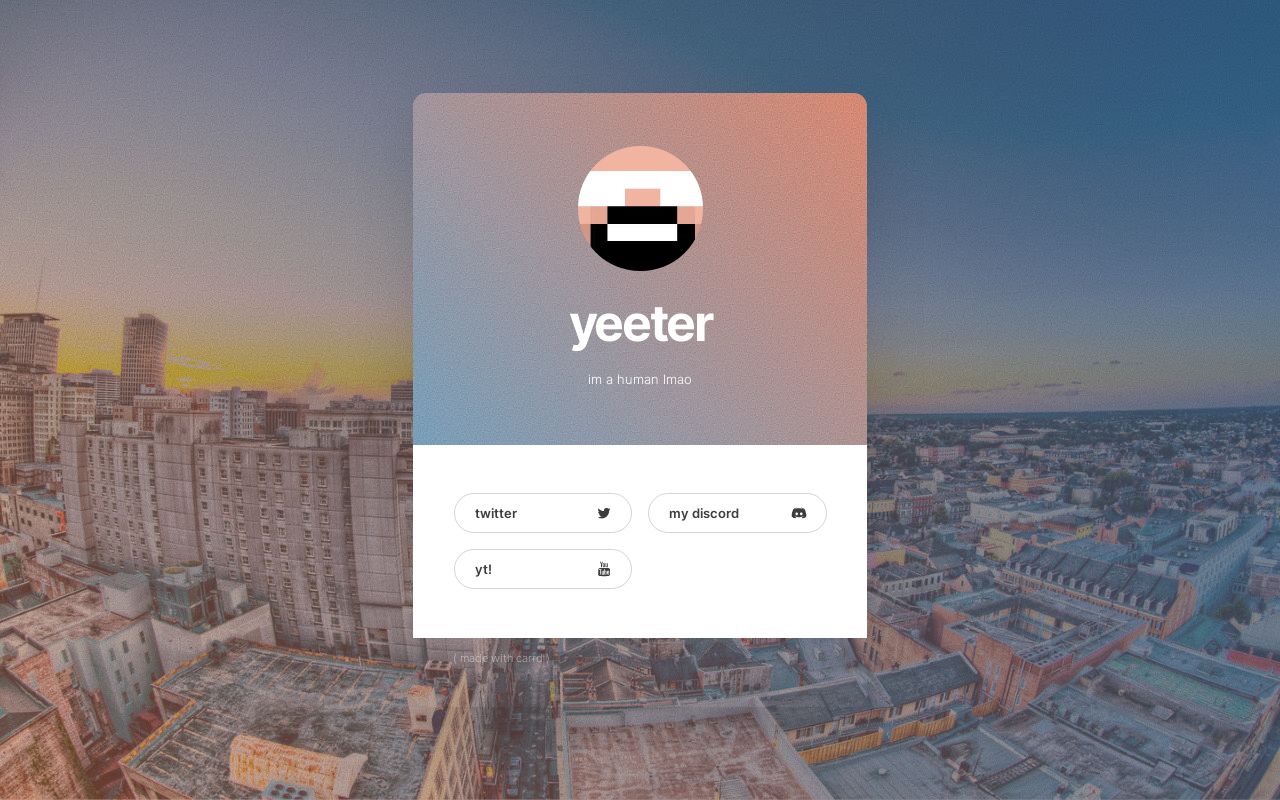 Carrd profile picture for @yeeter